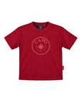 T-shirt junior con stampa a rilievo tono su tono bordeaux